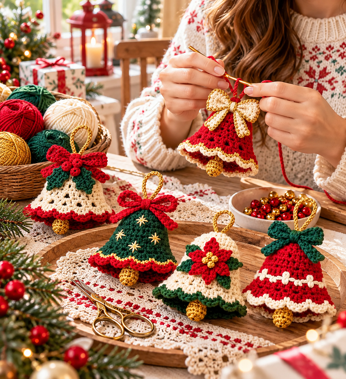 Crochet Christmas Bell Pattern PDF| 5 Holiday Bell Ornaments | Christmas Tree Decorations | Beginner Crochet Pattern | Digital Download