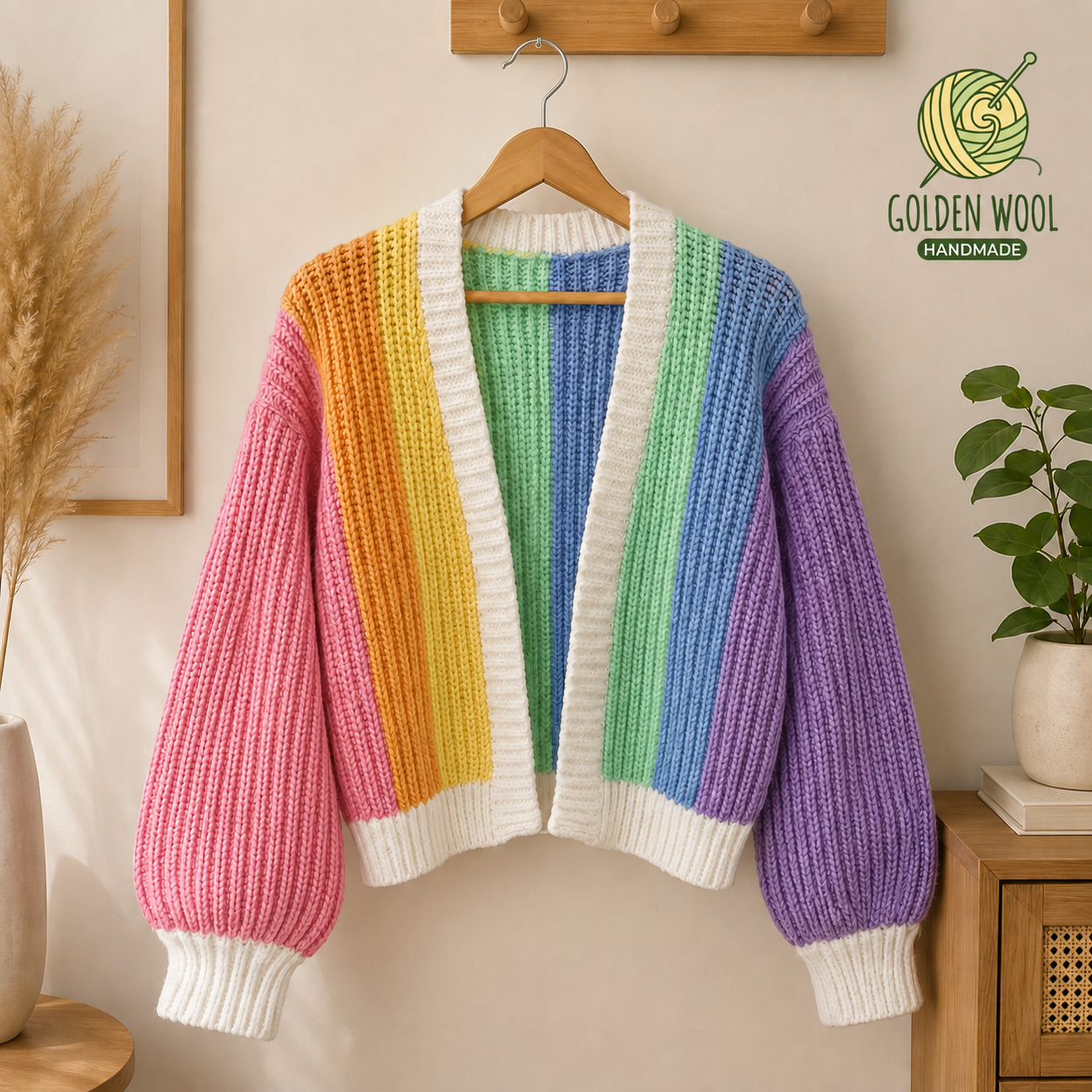 Colorful Crochet Cardigan PDF Pattern | Beginner Striped Cardigan Tutorial | Knit-Look Crochet Pattern | Instant Digital Download