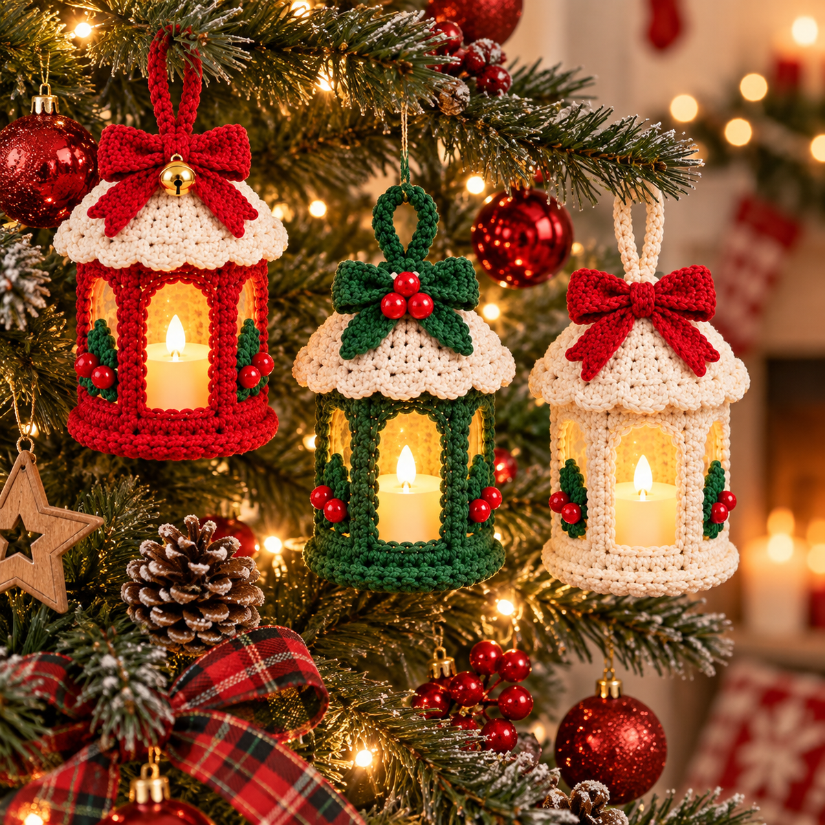 Christmas Lantern Crochet Pattern | Christmas Ornament Crochet | Holiday Lantern Decor | Crochet Christmas PDF | Instant Download