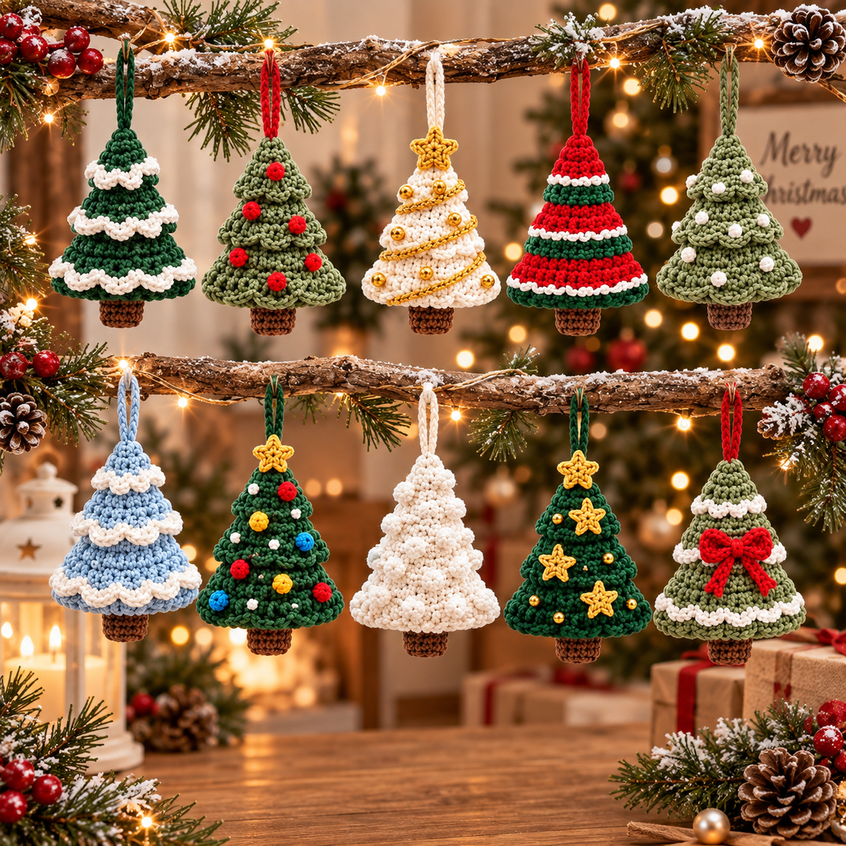 10-In-1 Mini Christmas Tree Ornament Crochet Pattern Bundle | 10 Christmas Tree Designs | Holiday Crochet PDF | Christmas Decor