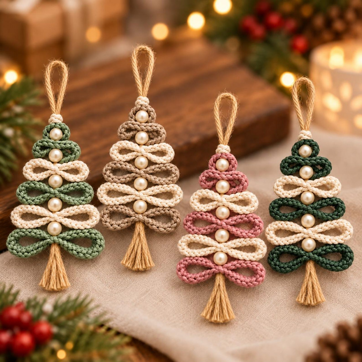 Crochet Christmas Tree Pattern PDF, Boho Loop Ornament