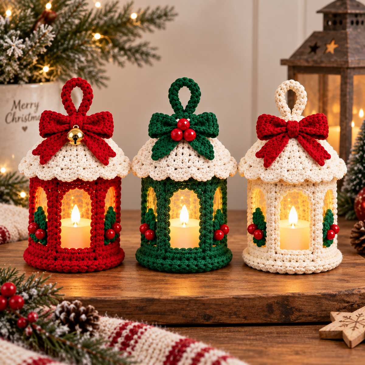 Christmas Lantern Crochet Pattern | Christmas Ornament Crochet | Holiday Lantern Decor | Crochet Christmas PDF | Instant Download