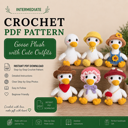 No-Sew Dress-Up Goose Crochet Pattern PDF | Goose Amigurumi Plush with 5 Cute Outfits | Spring Farm Animal Crochet | Digital Download