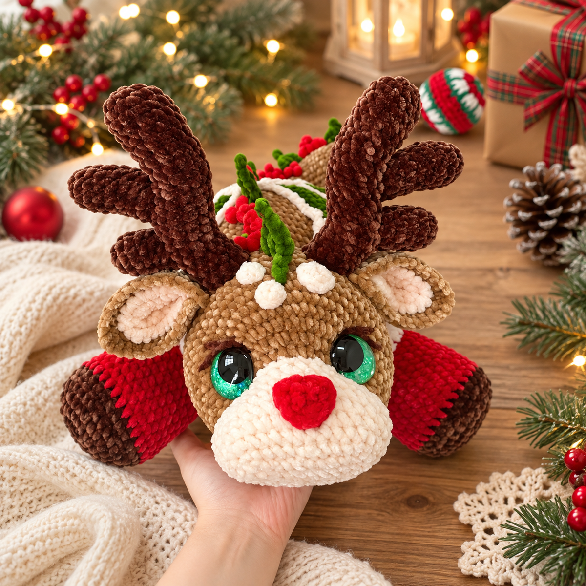 Christmas Reindeer Dragon Crochet Pattern – Holiday Dragon Amigurumi PDF