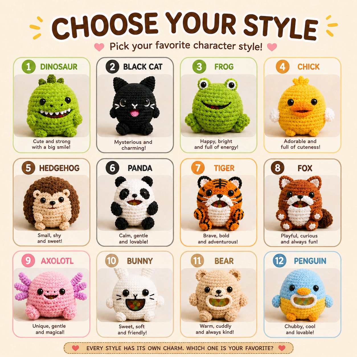 Golden Wool™ | Crochet Hacky Sack Animals | Handmade Squishy Stress Ball Collection | Amigurumi Fidget Toys | Cute Animal Sensory Gift | Kawaii Desk Buddies