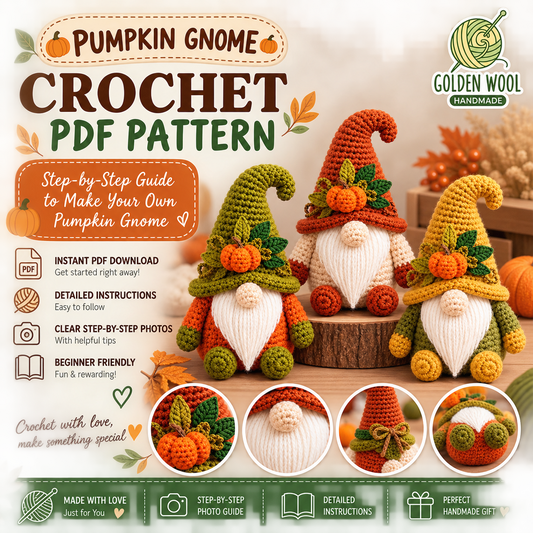 Cozy Pumpkin Gnome Crochet Pattern | Fall Decor PDF| Halloween Decor & Handmade Gift