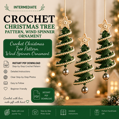 Crochet Christmas Tree Pattern | Spiral Hanging Ornament | Christmas Tree Decor | Holiday Crochet PDF | Instant Download