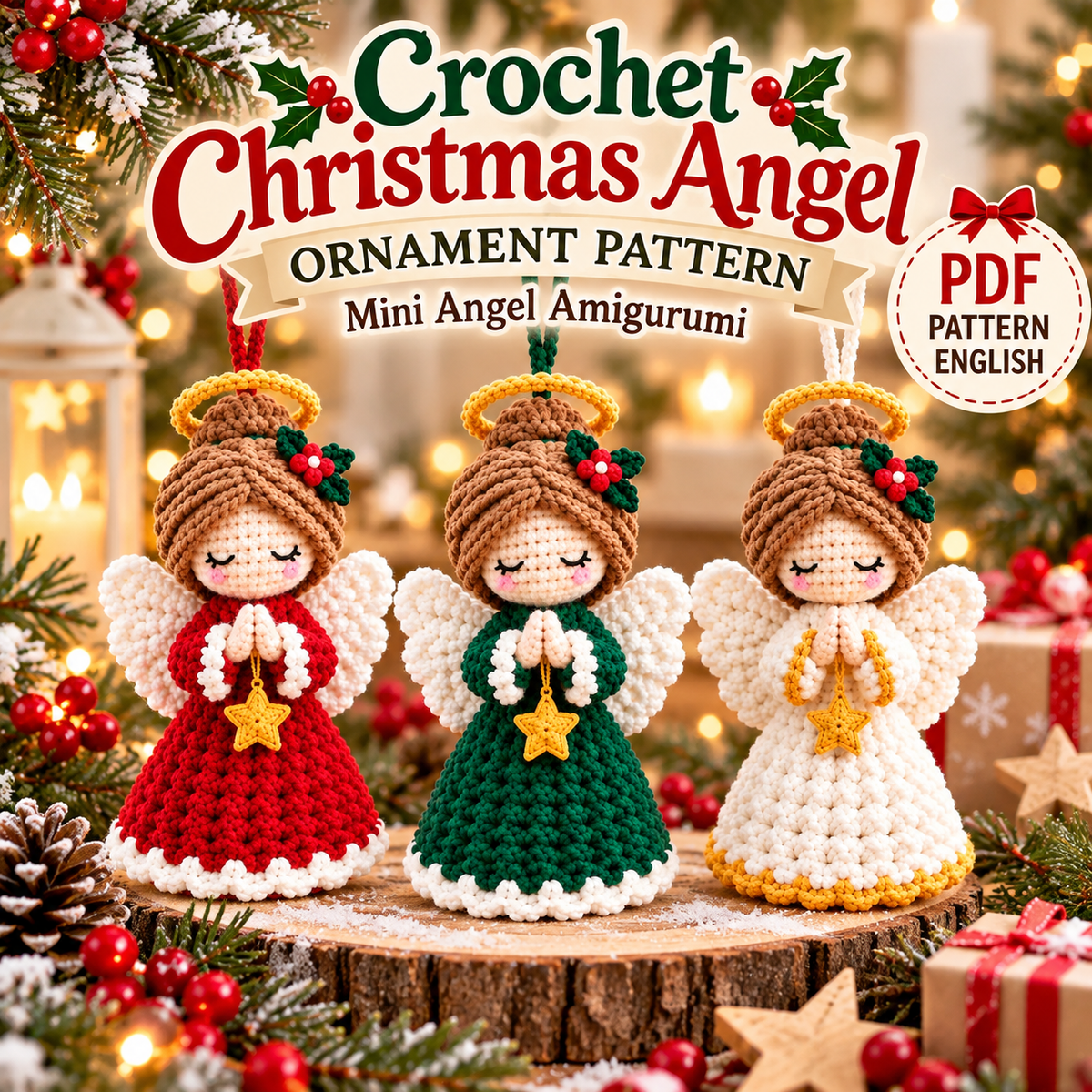 Crochet Christmas Angel Ornament Pattern – Mini Angel Amigurumi PDF