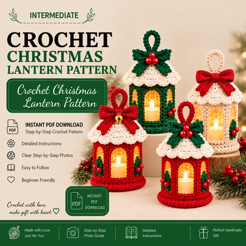 Christmas Lantern Crochet Pattern | Christmas Ornament Crochet | Holiday Lantern Decor | Crochet Christmas PDF | Instant Download
