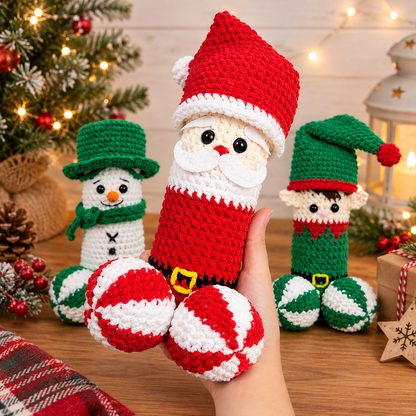 Christmas Crochet Pattern Bundle | Santa Elf Snowman Amigurumi | 3 in 1 Holiday Crochet PDF | Christmas Gift Decor