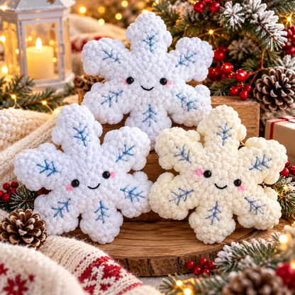 No Sew Crochet Snowflake Pattern | Plush Christmas Ornament | Snowflake Amigurumi PDF | Holiday Decor