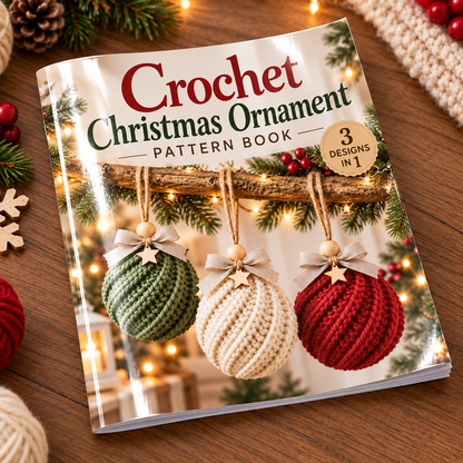 Christmas Crochet Pattern Book – Printed 8" x 8" Glossy Softcover – Snowmen, Santa, Elves, Christmas Trees, Baubles & Pinecone Ornaments