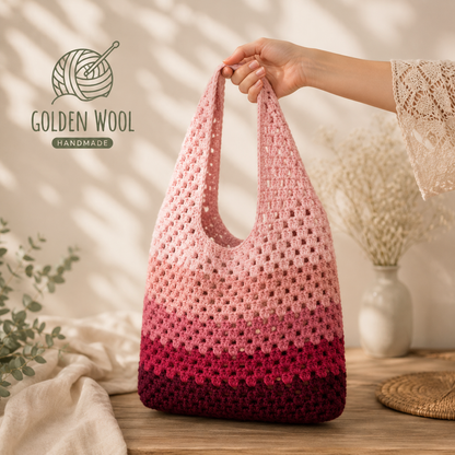 Granny Stitch Tote Bag Crochet Pattern PDF | Ombre Market Bag Tutorial | Beginner Crochet Bag Pattern | Instant Digital Download