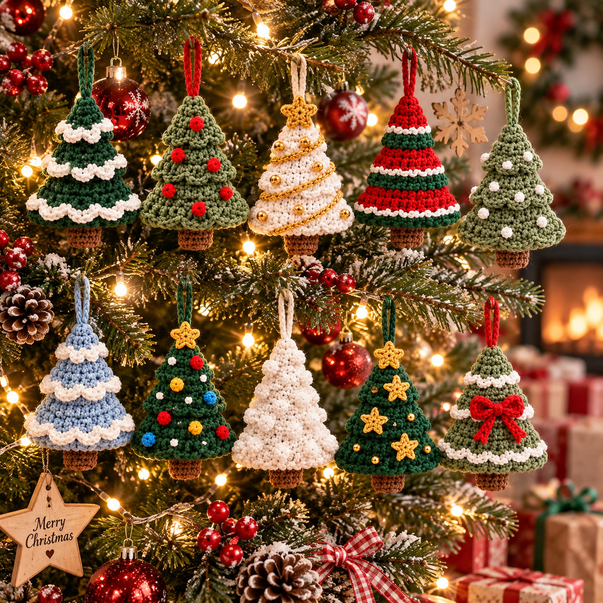 10-In-1 Mini Christmas Tree Ornament Crochet Pattern Bundle | 10 Christmas Tree Designs | Holiday Crochet PDF | Christmas Decor