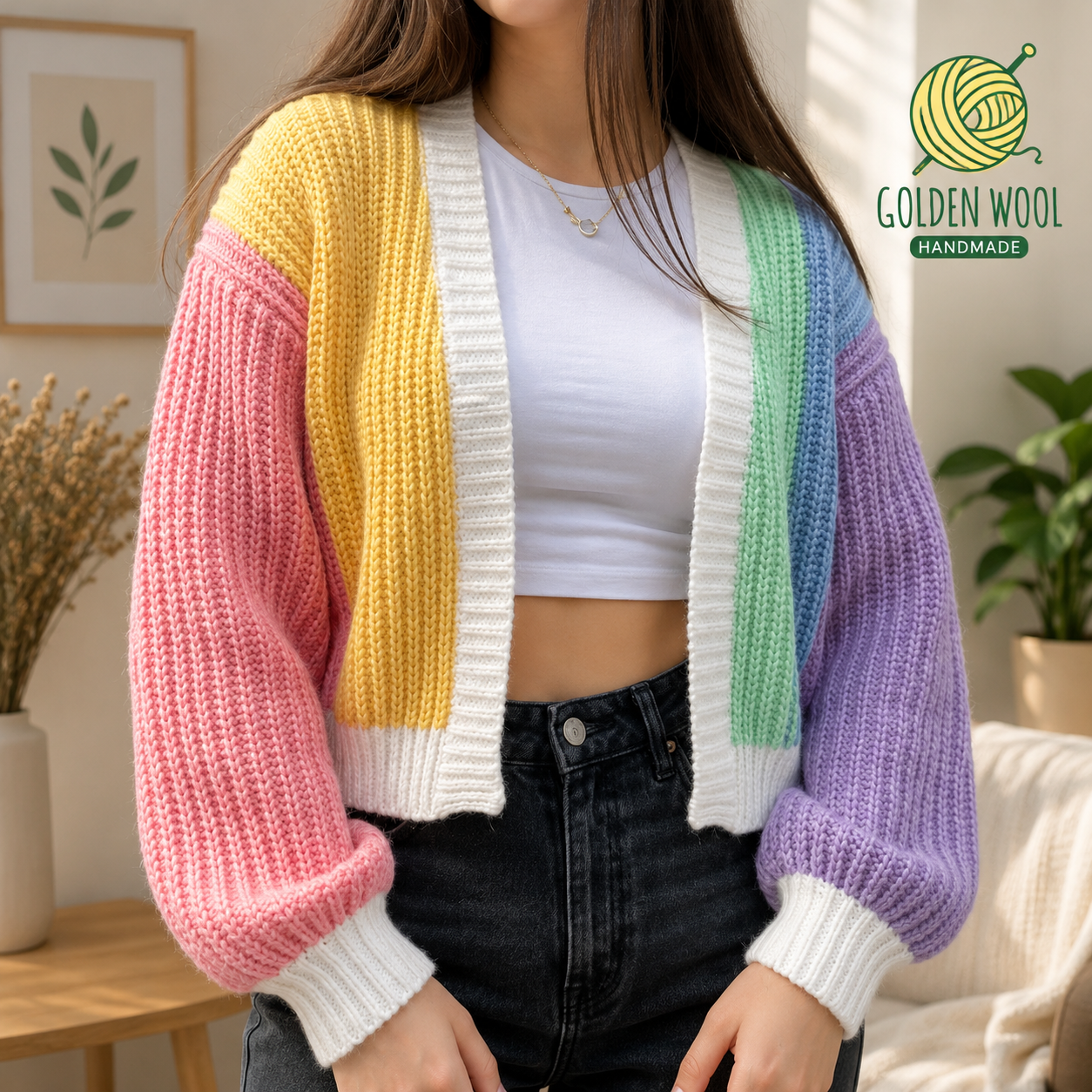 Colorful Crochet Cardigan PDF Pattern | Beginner Striped Cardigan Tutorial | Knit-Look Crochet Pattern | Instant Digital Download