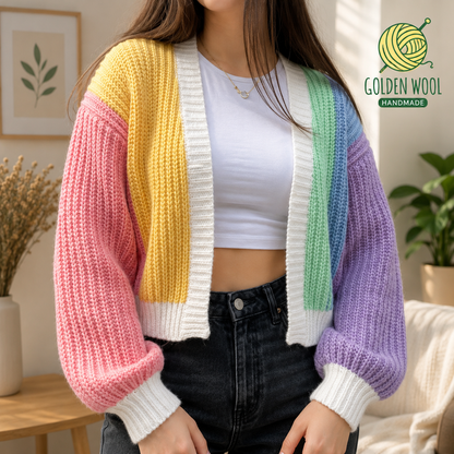 Colorful Crochet Cardigan PDF Pattern | Beginner Striped Cardigan Tutorial | Knit-Look Crochet Pattern | Instant Digital Download