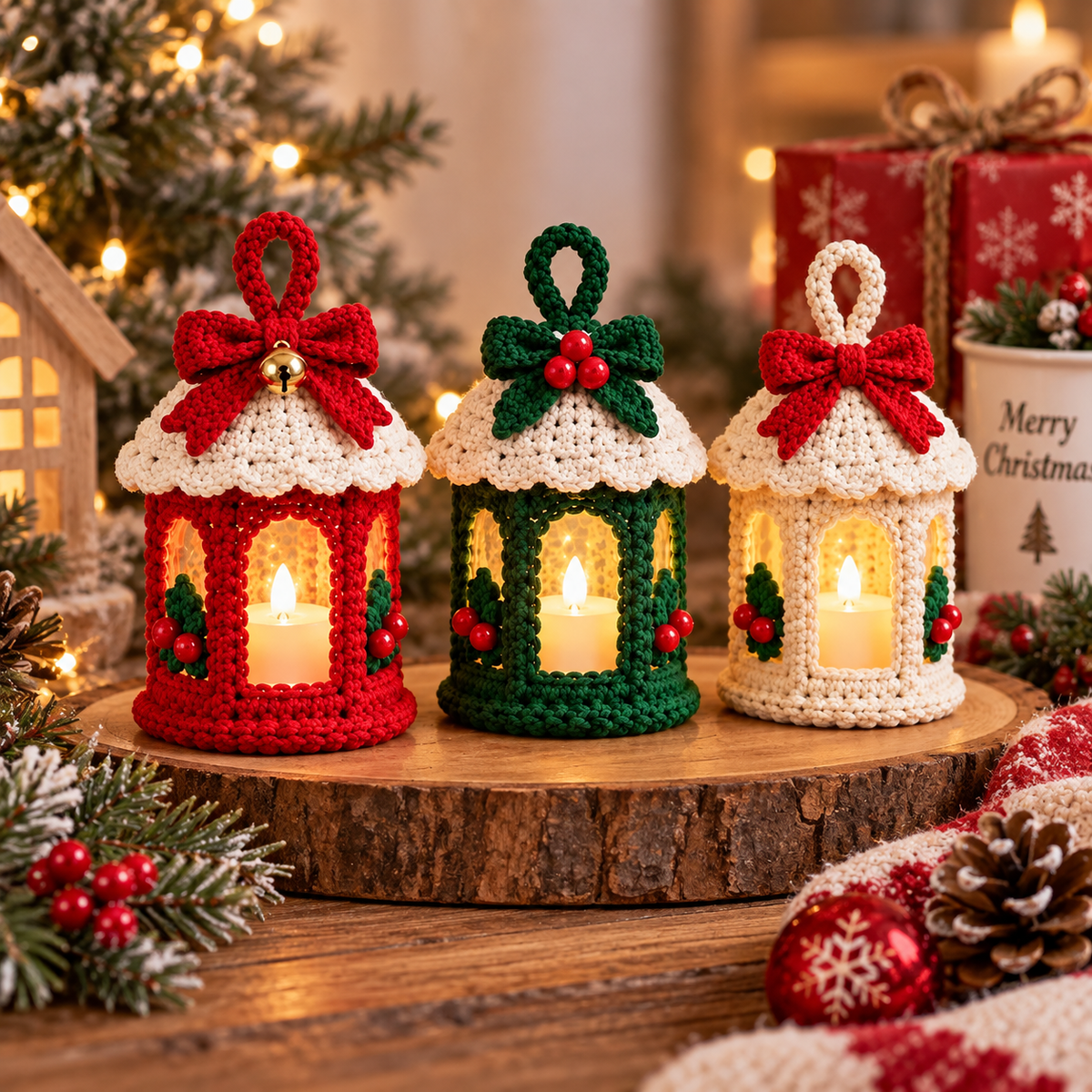 Christmas Lantern Crochet Pattern | Christmas Ornament Crochet | Holiday Lantern Decor | Crochet Christmas PDF | Instant Download