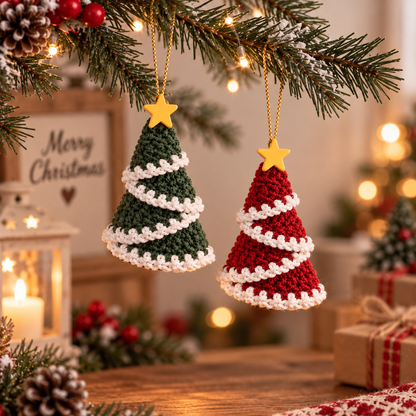 Crochet Christmas Tree Ornament Pattern | Mini Christmas Tree Crochet | Holiday Tree Decoration | Christmas PDF Pattern | Instant Download