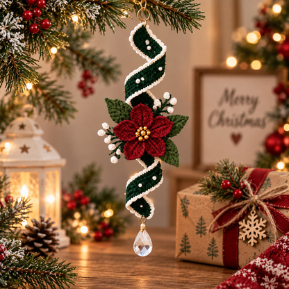 Crochet Christmas Wind Spinner Pattern | Poinsettia Hanging Ornament | Spiral Christmas Decor | Crochet PDF | Instant Download