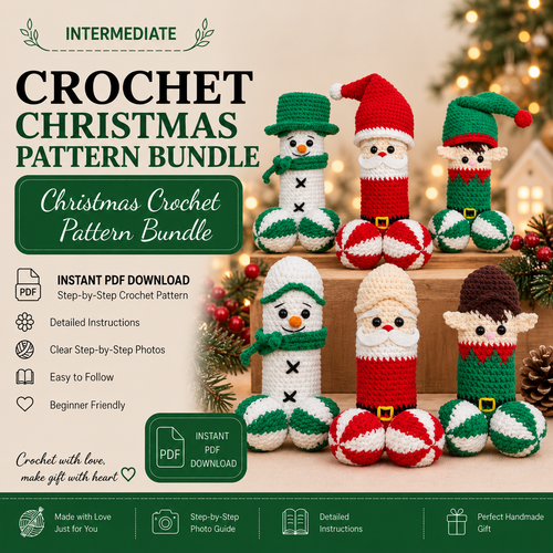 Christmas Crochet Pattern Bundle | Santa Elf Snowman Amigurumi | 3 in 1 Holiday Crochet PDF | Christmas Gift Decor