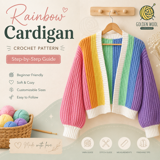 Colorful Crochet Cardigan PDF Pattern | Beginner Striped Cardigan Tutorial | Knit-Look Crochet Pattern | Instant Digital Download