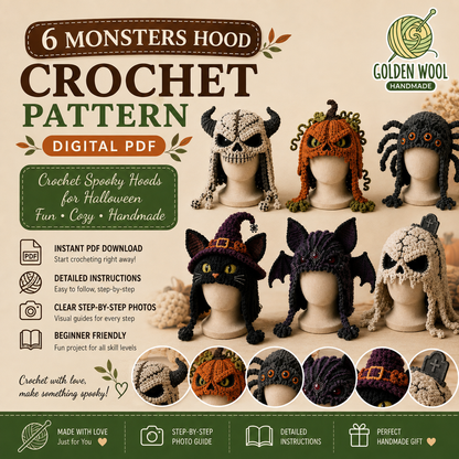 Crochet Costume Hood Pattern Bundle | 6 Halloween Designs PDF | Beginner PDF Pattern