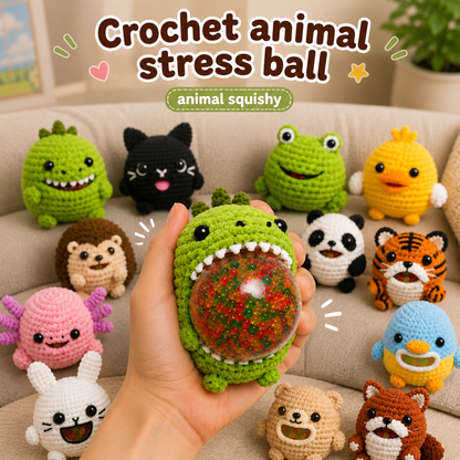Golden Wool™ | Crochet Hacky Sack Animals | Handmade Squishy Stress Ball Collection | Amigurumi Fidget Toys | Cute Animal Sensory Gift | Kawaii Desk Buddies