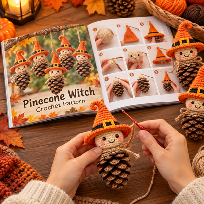 Christmas Crochet Pattern Book – Printed 8" x 8" Glossy Softcover – Snowmen, Santa, Elves, Christmas Trees, Baubles & Pinecone Ornaments