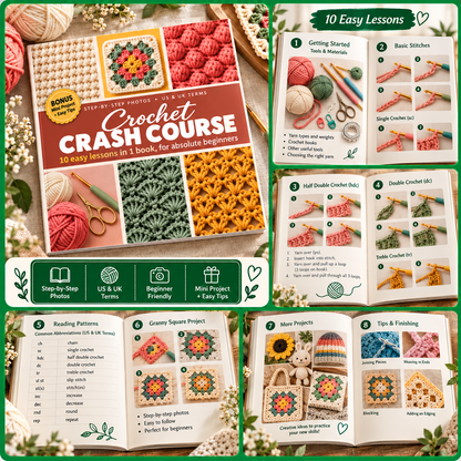 Crochet for Beginners Book, Easy Step-by-Step Crochet Guide, 10 Lessons in One Book