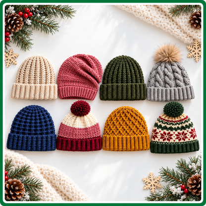 25 Winter Crochet Hat Patterns Bundle PDF, Beanies, Earflap Hats, Nordic Designs