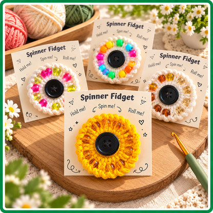 Beaded Fidget Spinner Crochet Pattern PDF, No-Sew Sensory Toy