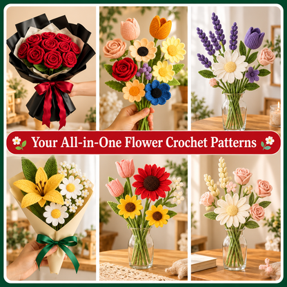 1000+ Flower Crochet Patterns Bundle PDF, Crochet Flower Bouquet, Rose Daisy Sunflower Patterns, Floral Crochet DIY, Digital Download