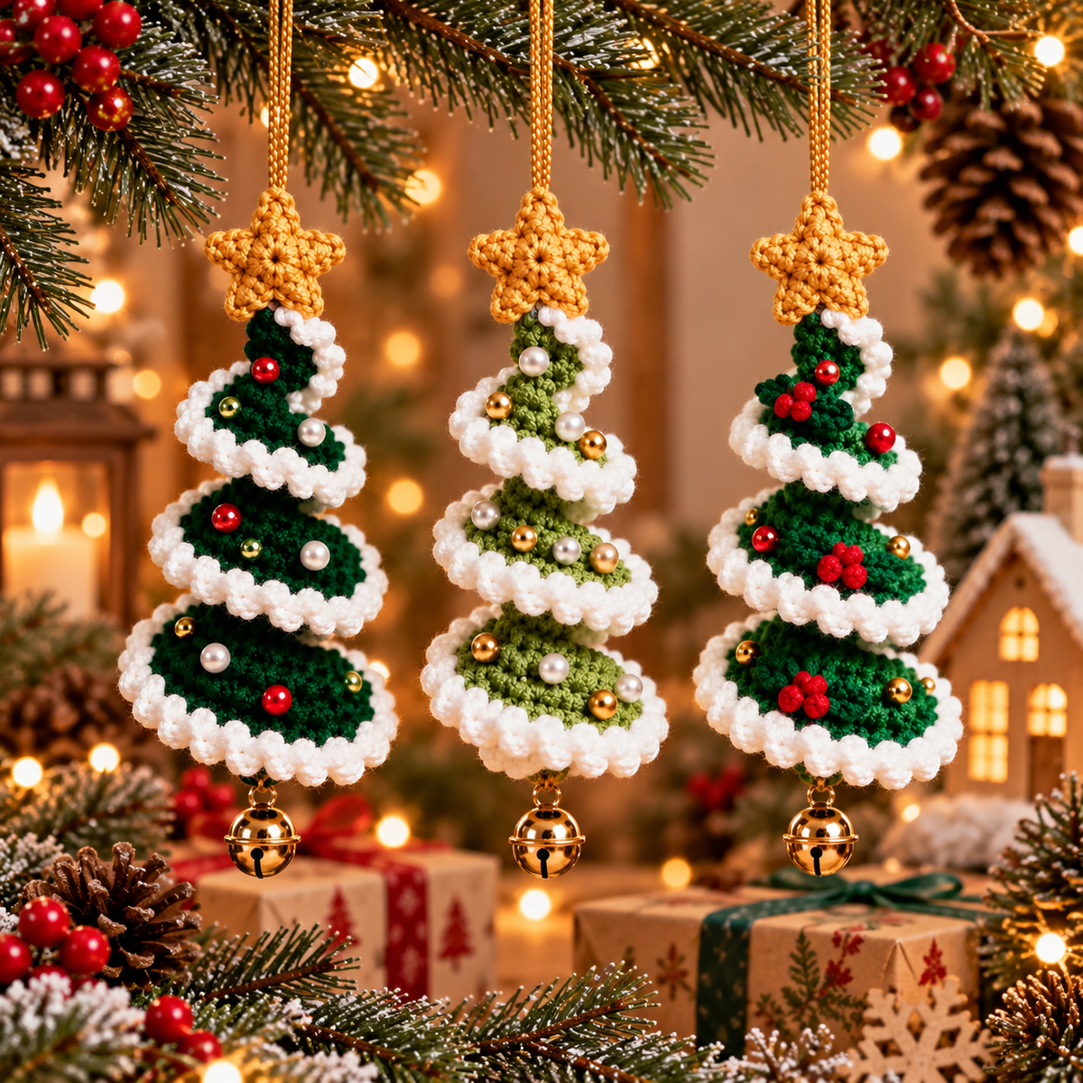 Christmas Tree Crochet Pattern PDF, Spiral Tree Ornament, Mini Hanging Christmas Decoration, Holiday Crochet Pattern