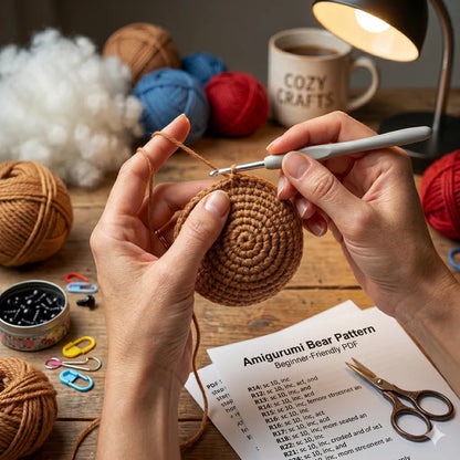 Amigurumi Bear Crochet Pattern | Beginner-Friendly PDF, Duffle Coat, Hat Toy - Golden Wool