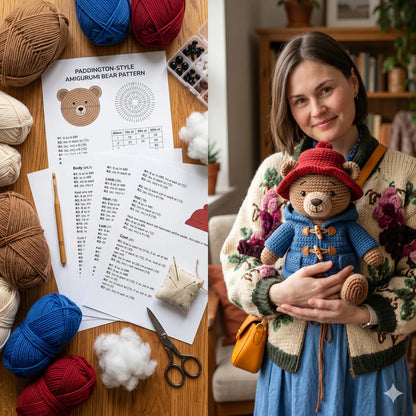 Amigurumi Bear Crochet Pattern | Beginner-Friendly PDF, Duffle Coat, Hat Toy - Golden Wool