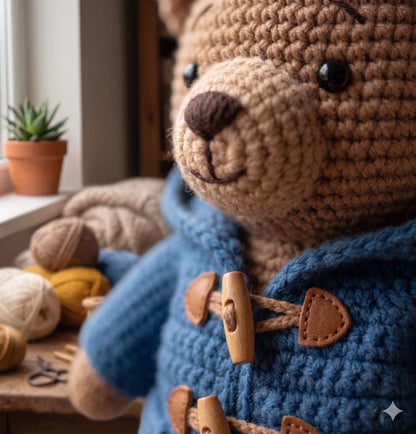 Amigurumi Bear Crochet Pattern | Beginner-Friendly PDF, Duffle Coat, Hat Toy - Golden Wool