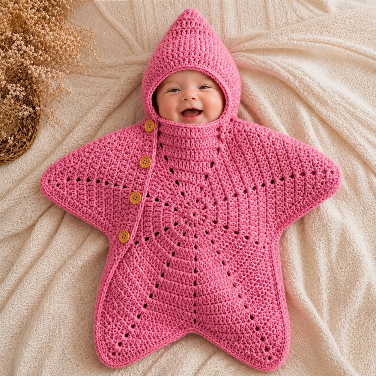 Crochet Baby Star Onesie Suit Pattern PDF | Hooded Newborn Star Cocoon | Baby Sleep Sack | Beginner-Friendly Baby Bunting | Instant Download
