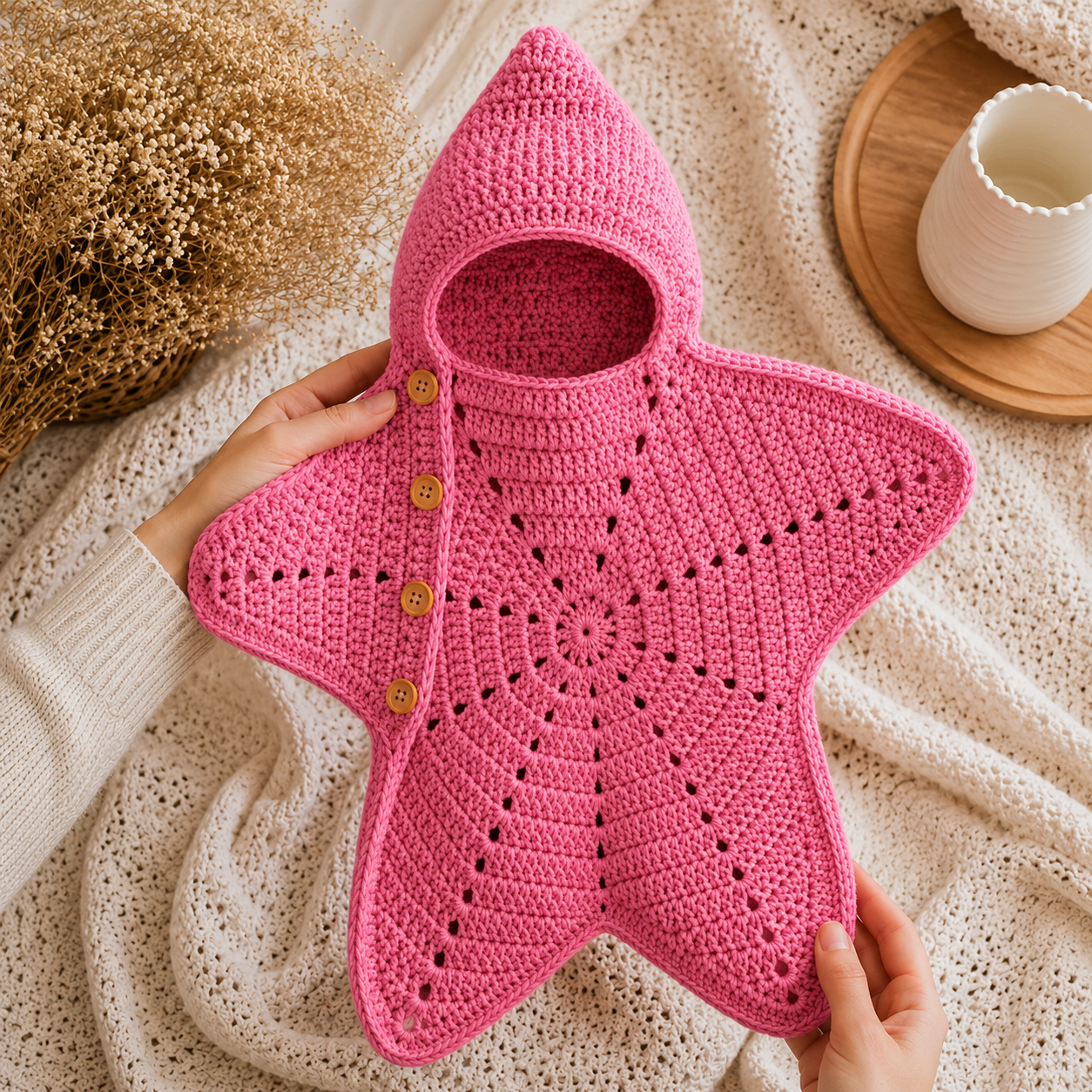 Crochet Baby Star Onesie Suit Pattern PDF | Hooded Newborn Star Cocoon | Baby Sleep Sack | Beginner-Friendly Baby Bunting | Instant Download