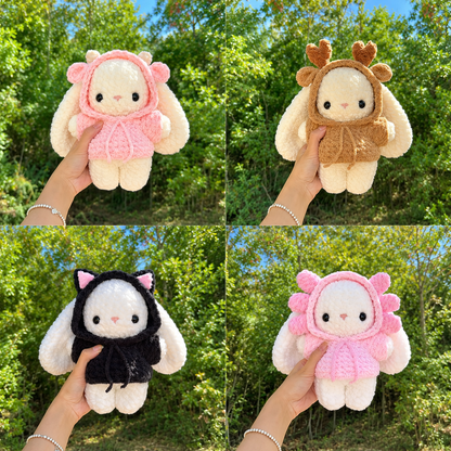 9-in-1 Baby Bunny Hoodie Crochet Pattern Bundle PDF – Cute Bunny with Interchangeable Animal Hoodies | Digital Download with Step-by-Step Video Tutorial