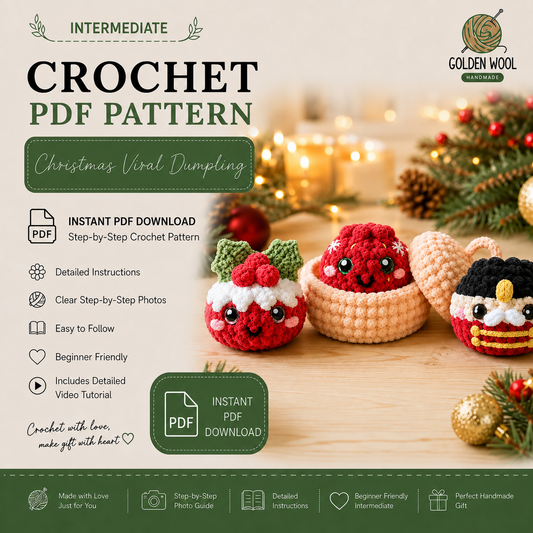 Christmas Dumpling Crochet Pattern Bundle PDF – Cute Holiday Amigurumi Plush Set with Steamer Basket | Digital Download with Step-by-Step Video Tutorial