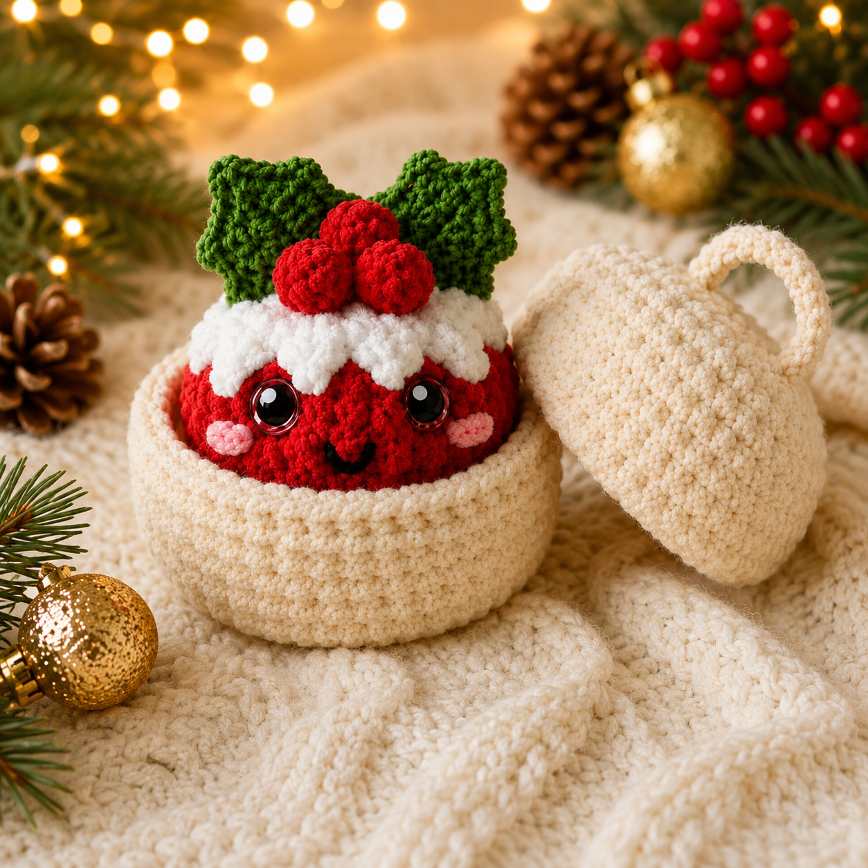 Christmas Dumpling Crochet Pattern Bundle PDF – Cute Holiday Amigurumi Plush Set with Steamer Basket | Digital Download with Step-by-Step Video Tutorial