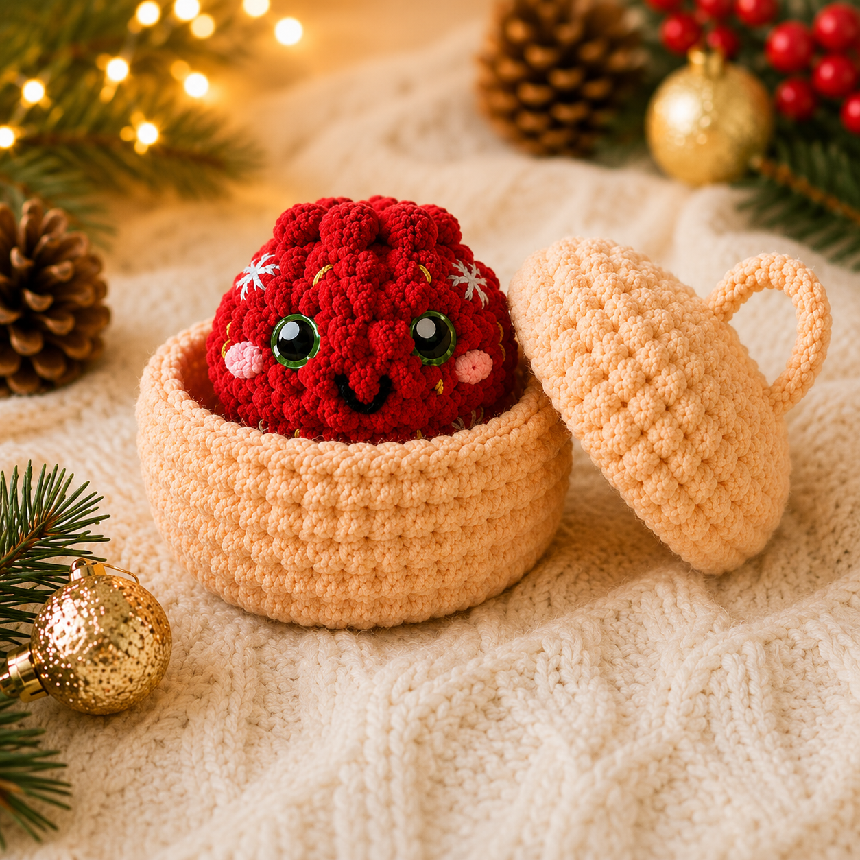 Christmas Dumpling Crochet Pattern Bundle PDF – Cute Holiday Amigurumi Plush Set with Steamer Basket | Digital Download with Step-by-Step Video Tutorial
