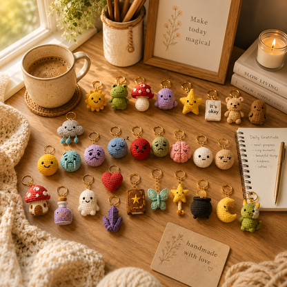 30 Luxury Crochet Keychains Pattern Book PDF – 30 Cute Amigurumi Keychain Crochet Patterns | Instant Digital Download with Step-by-Step Video Tutorial