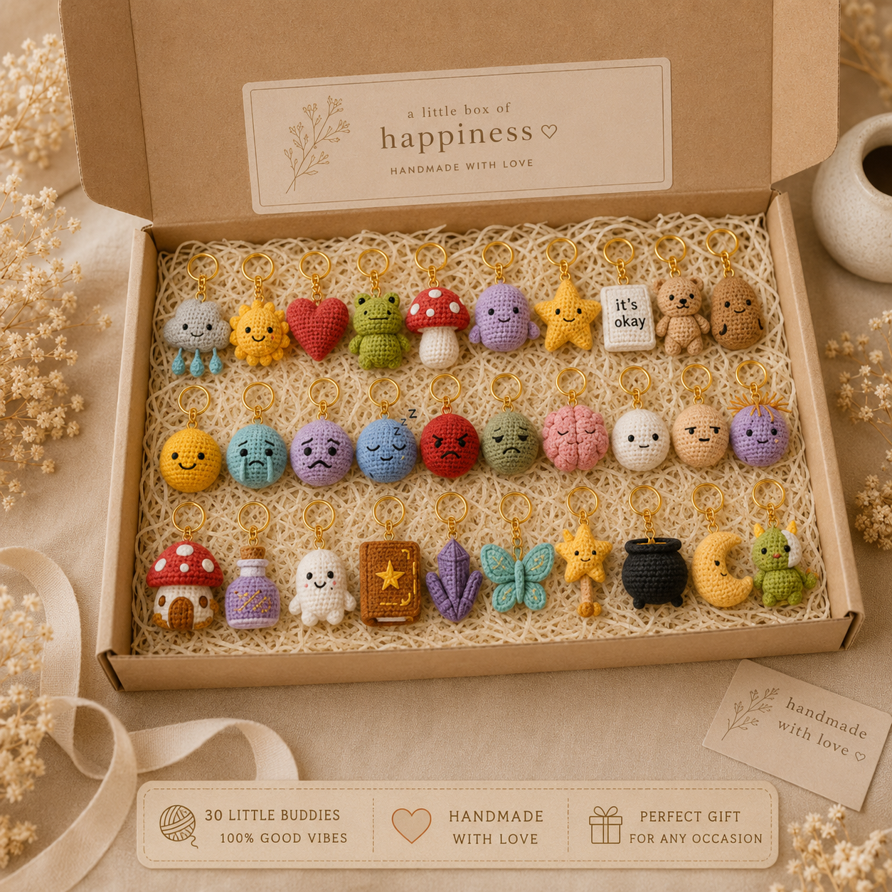 30 Luxury Crochet Keychains Pattern Book PDF – 30 Cute Amigurumi Keychain Crochet Patterns | Instant Digital Download with Step-by-Step Video Tutorial