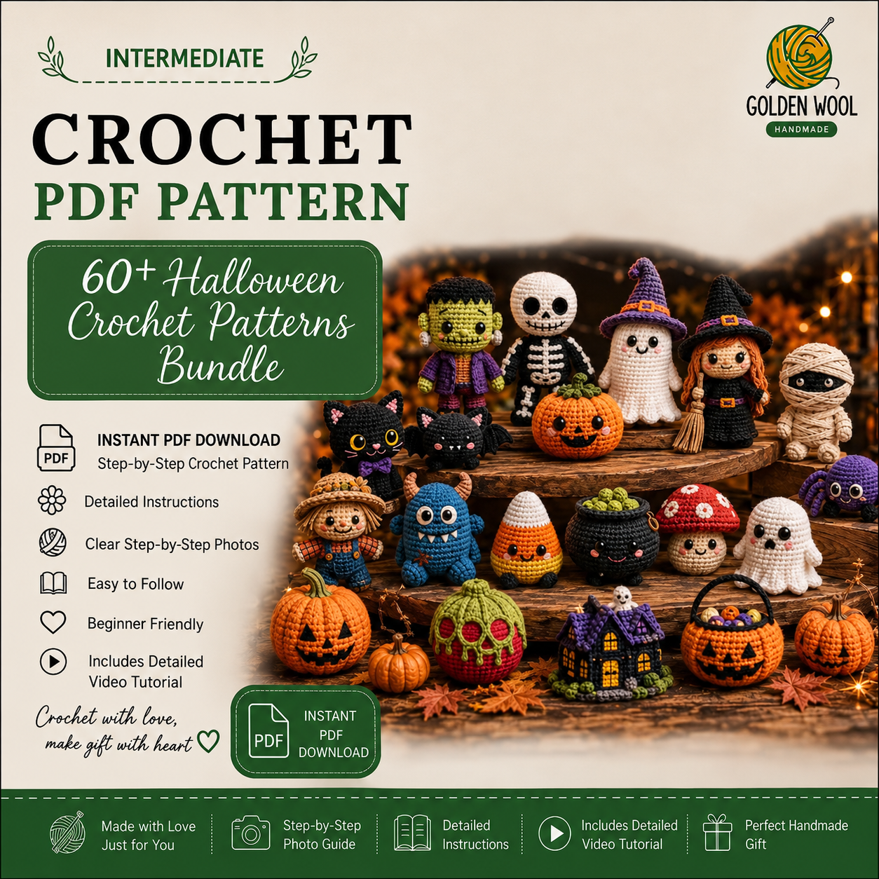 60+ Halloween Crochet Patterns Bundle – Cute & Spooky Amigurumi PDF Patterns
