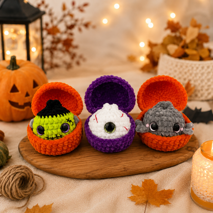 Halloween Dumpling & Steamer Crochet Pattern PDF – Cute Kawaii Amigurumi Plushies | Beginner Digital Download with Step-by-Step Video Tutorial