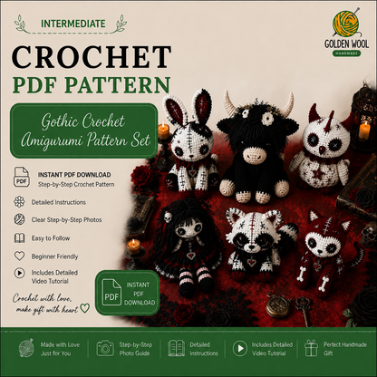 Gothic Crochet Amigurumi Pattern Set – Spooky Plushie & Doll PDF Patterns