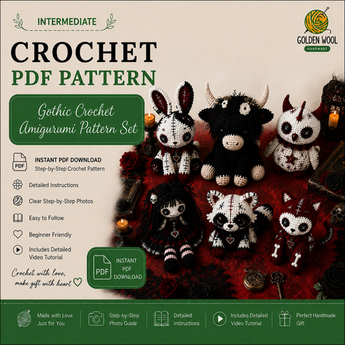 Gothic Crochet Amigurumi Pattern Set – Spooky Plushie & Doll PDF Patterns