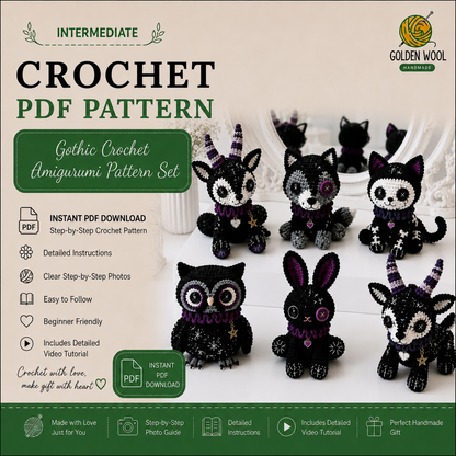 Gothic Animal Crochet Patterns – Spooky Amigurumi PDF Pattern Set
