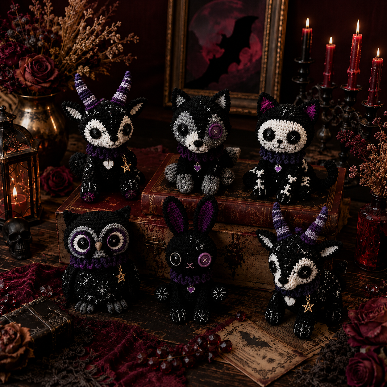 Gothic Animal Crochet Patterns – Spooky Amigurumi PDF Pattern Set